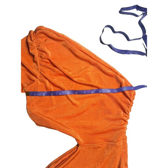 One-Shoulder Orange Dress With Cut-Out Size S 95% Polyester & 5% Spandex - Picture 3 of 6